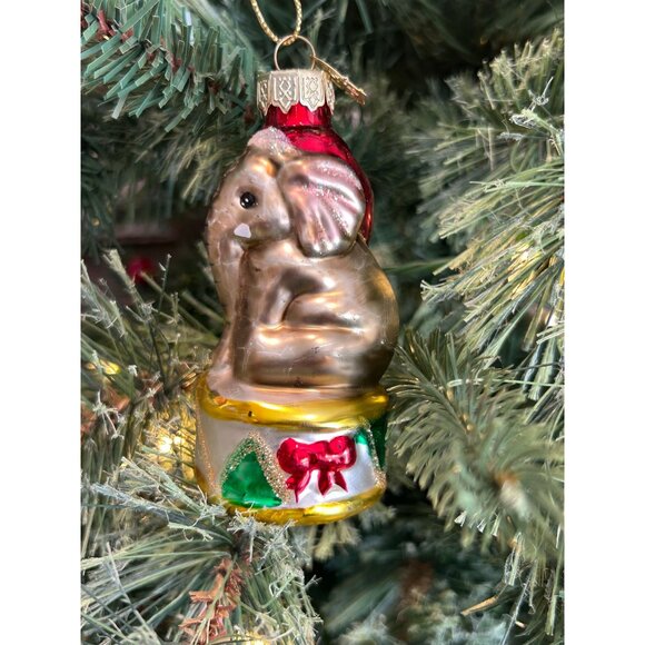 Vintage Thomas Pacconi Circus Elephant Ornament Handpainted Glass READ - Picture 4 of 5